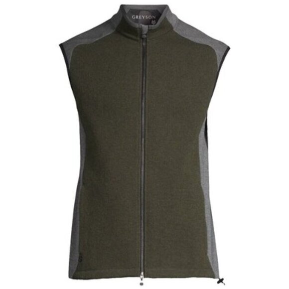 Greyson Sequoia Luxe Vest Mens Wool Blend Green Gray Medium Golf EUC - Picture 1 of 7